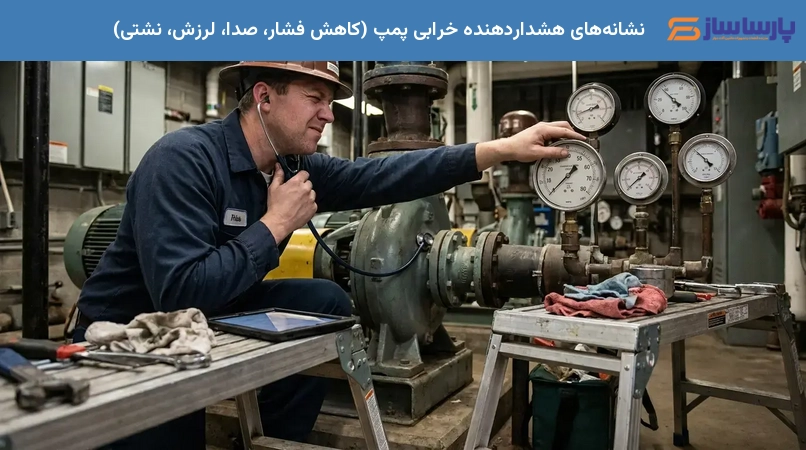 نشانه‌های هشداردهنده خرابی پمپ (کاهش فشار، صدا، لرزش، نشتی)