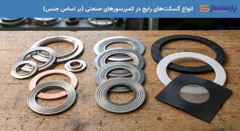 انواع گسکت‌های رایج در کمپرسورهای صنعتی (بر اساس جنس)