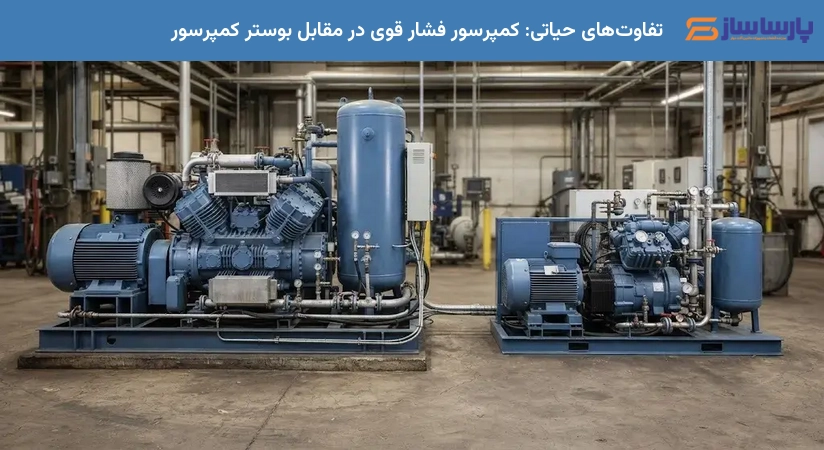 تفاوت‌های حیاتی: کمپرسور فشار قوی در مقابل بوستر کمپرسور